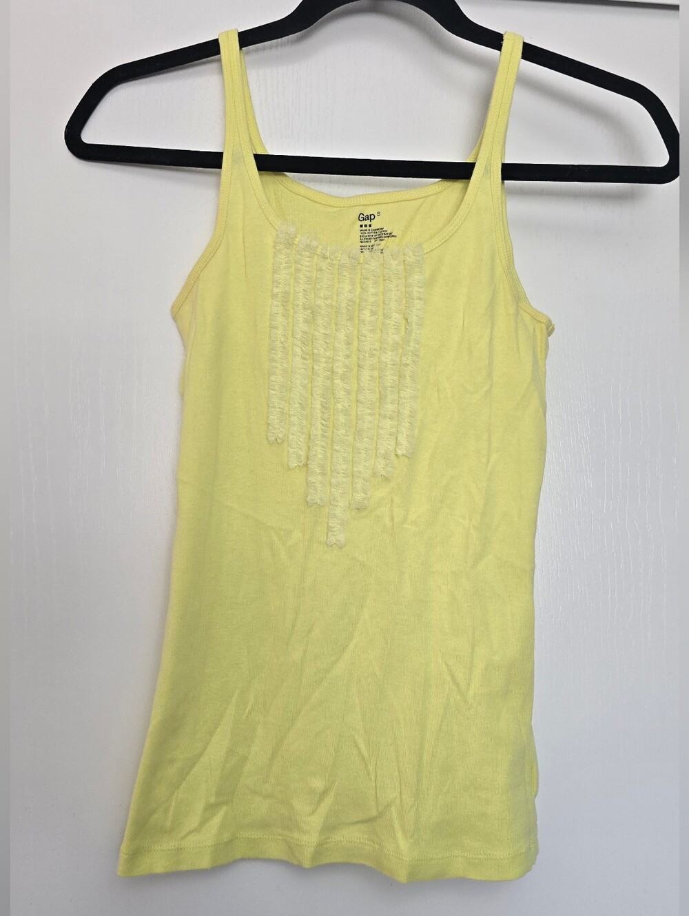 GAP - Yellow Cotton Scoop-Neck Sleeveless Tank Top With Raw Ruffle Panel Detail
